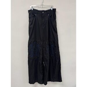 Vintage Kikwear K-NET Pants Mens 34 Black‎ Cargo Wide Leg Baggy Rave Y2K
